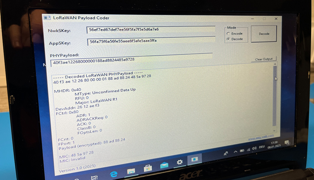 LoRaWAN Payload Coder Windows